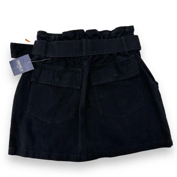 NEW Forever 21 Black Denim Snap Button Down Mini Skirt Resort Collection Small - Picture 4 of 5